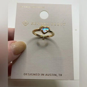 KENDRA SCOTT Anna Heart-Shaped Iridescent Dichroic Glass Stone Ring Sz 8 NEW NWT
